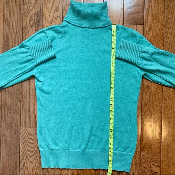 LL Bean Bright Blue Cotton & Cashmere Turtle Neck Long Sleeve Pullover Sweater S - Picture 10 of 11